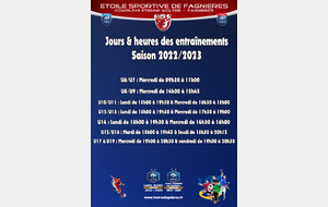 Jours & Heures des Entraînements de l'ESF !