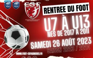 Rentrée du Foot 2023/2024 - Ecole de Foot U7 à U13 (nés de 2017 à 2011)