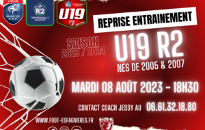 U19R2 - Reprise des Entraînements le Mardi 08 août....