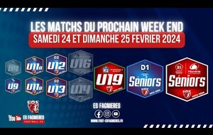 Les prochains matchs...24 & 25 février 2024...