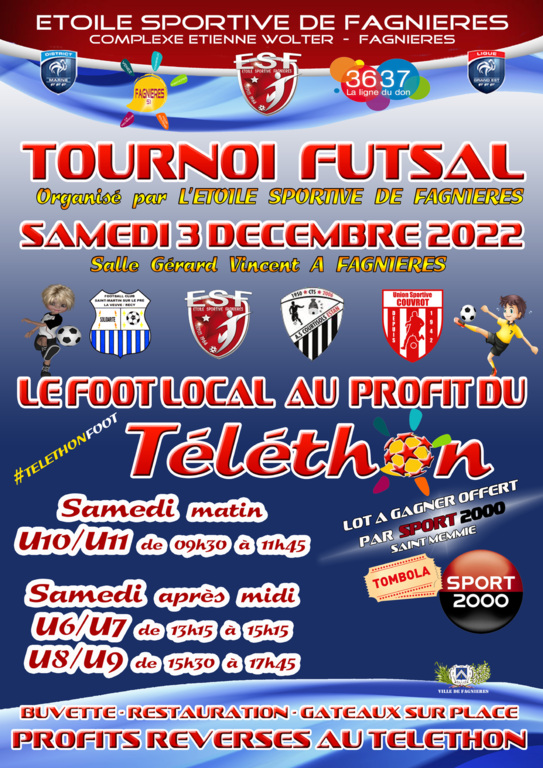 Tournoi Futsal : Téléthon 2022 à Fagnière !