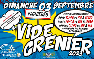 Réservation-Inscription 1/3 pour le Vide Grenier Fagnières 2023 