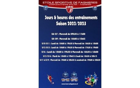 Jours &amp; Heures des Entraînements de l'ESF !