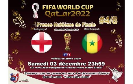 Pronostiquez Angleterre vs Sénégal (avant le 03/12)