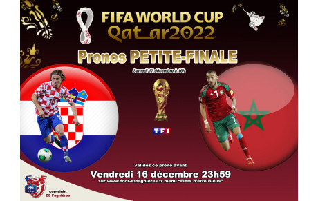 Pronostiquez la petite Finale : CROATIE vs MAROC (avant le 16/12)