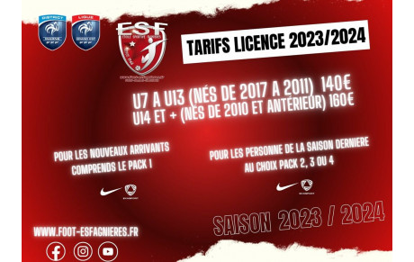 Tarifs Licences 2023/2024...