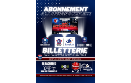 SENIORS R1 - Abonnement pour la saison 2023/2024...