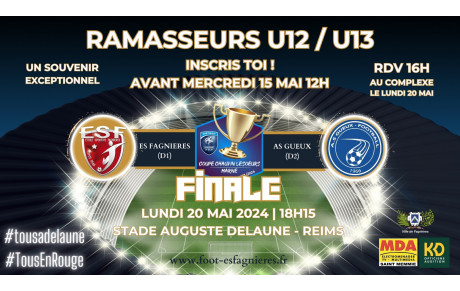 FINALE A DELAUNE - RAMASSEURS DE BALLE U12/U13...INSCRIS TOI !