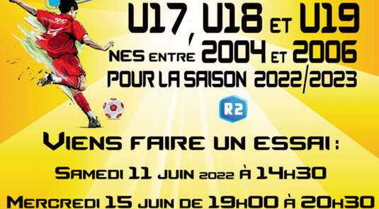 Recrutement joueurs U17 à U19 saison 2022/2023